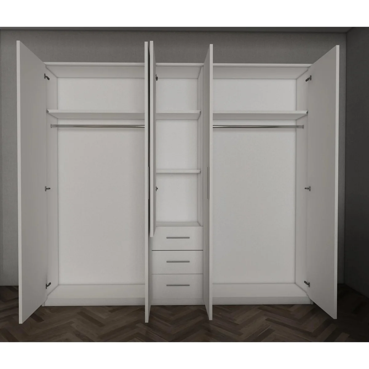 Swindon Medium Grey 5 Door 200cm Wardrobe with Mirror and 3 Drawers - Grey – image 4