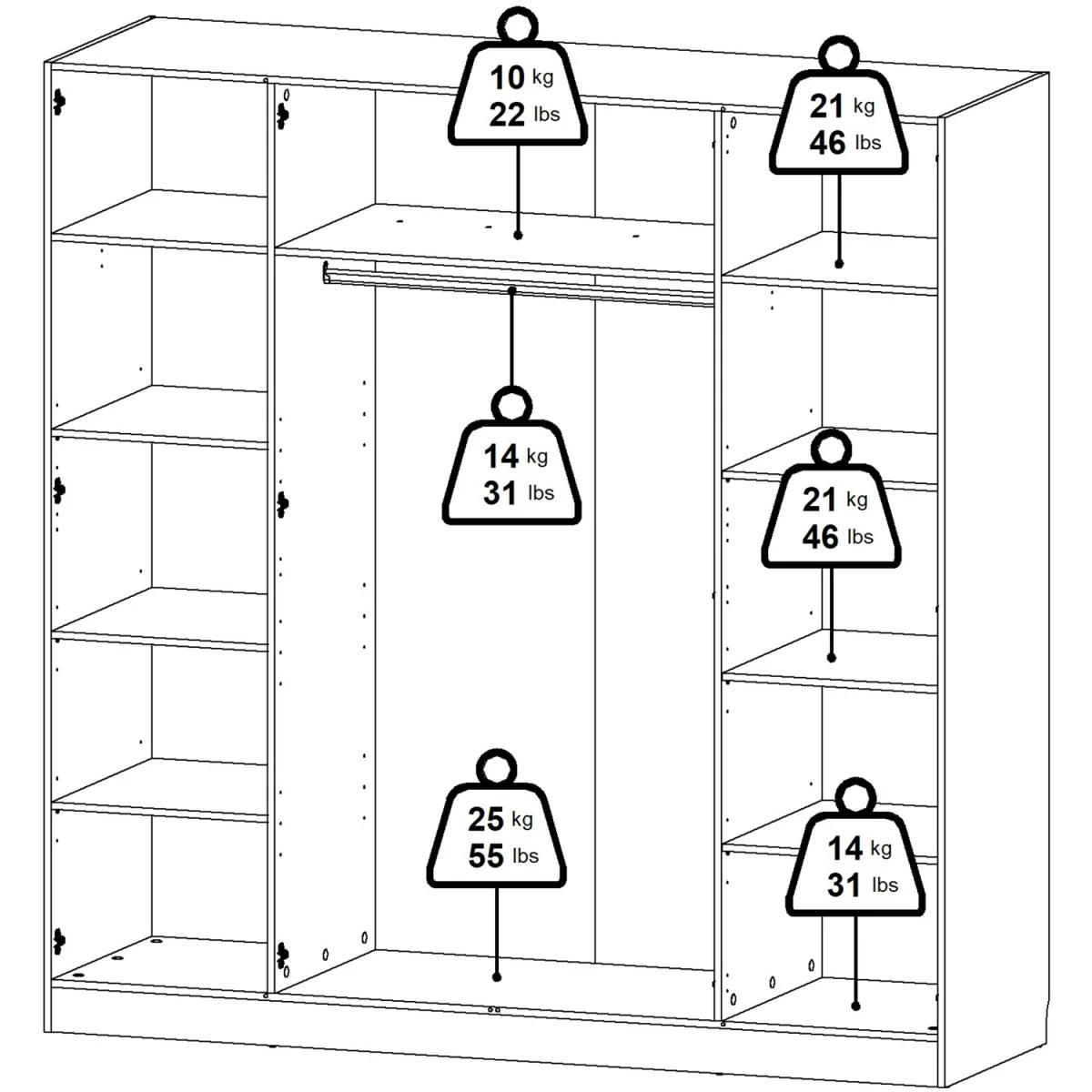 Brande Wardrobe 4 Doors - White – image 11