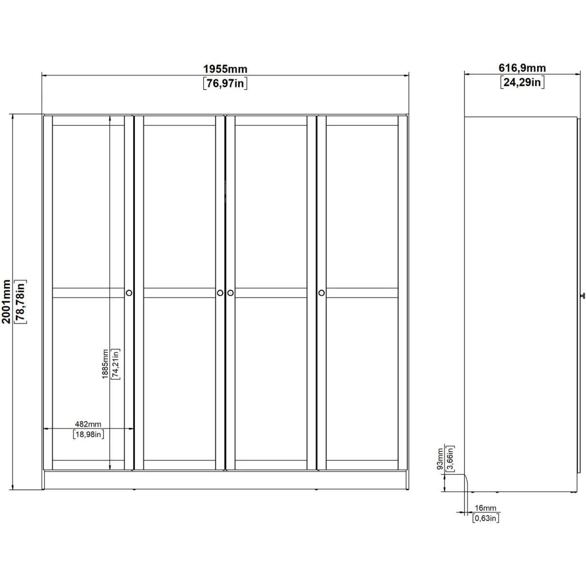 Brande Wardrobe 4 Doors - White – image 9
