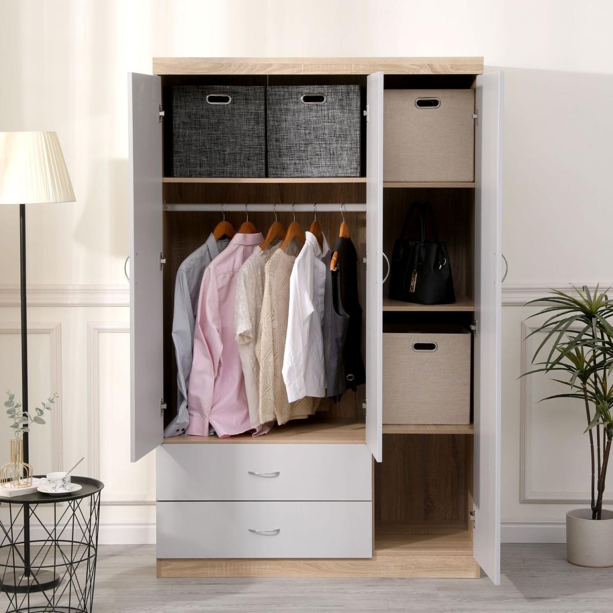 HMD Mirrored Wardrobe with 3 Doors and 2 Drawers,Bedroom Furniture - Grey – image 3