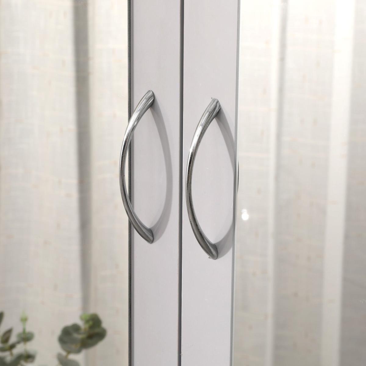 HMD Mirrored Wardrobe with 3 Doors and 2 Drawers,Bedroom Furniture - Grey – image 4