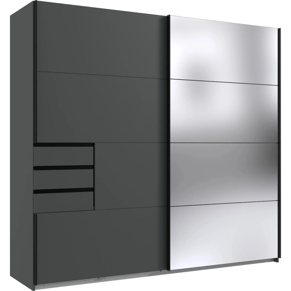 Saigon 225cm Graphite Sliding Doors Wardrobe with Mirrored - Grey – image 3