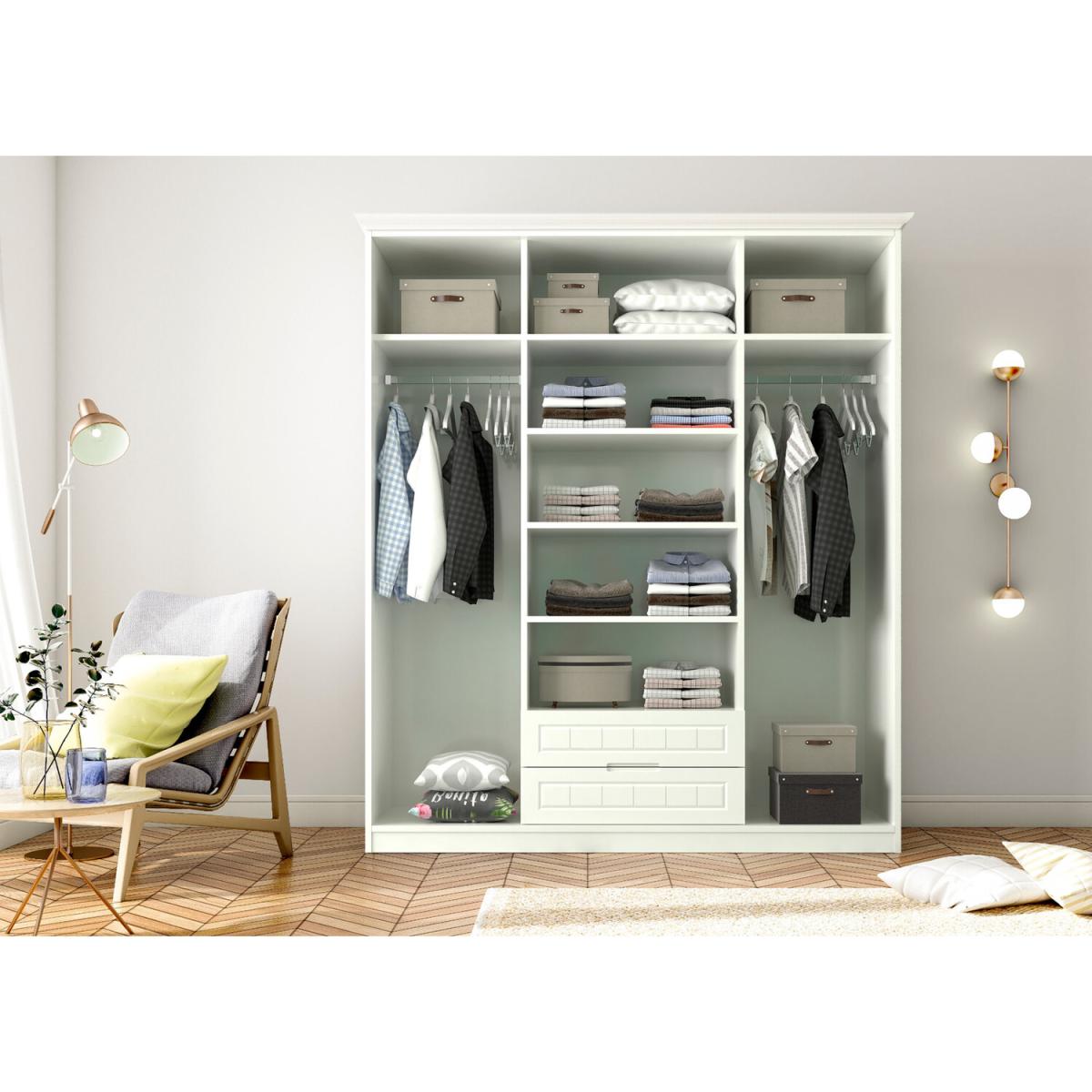 LEAF 160 cm Sliding Door, Mirrored Wardrobe - White – image 2