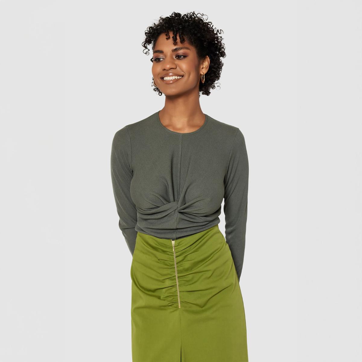 Women's Closet London Green Twist Front Top | L – image 2