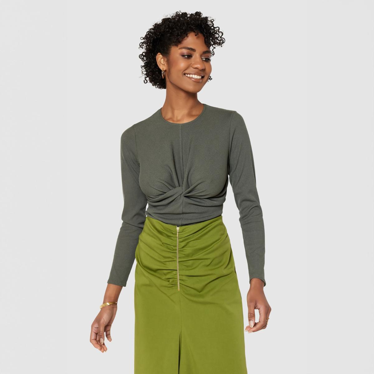 Women's Closet London Green Twist Front Top | L – image 4