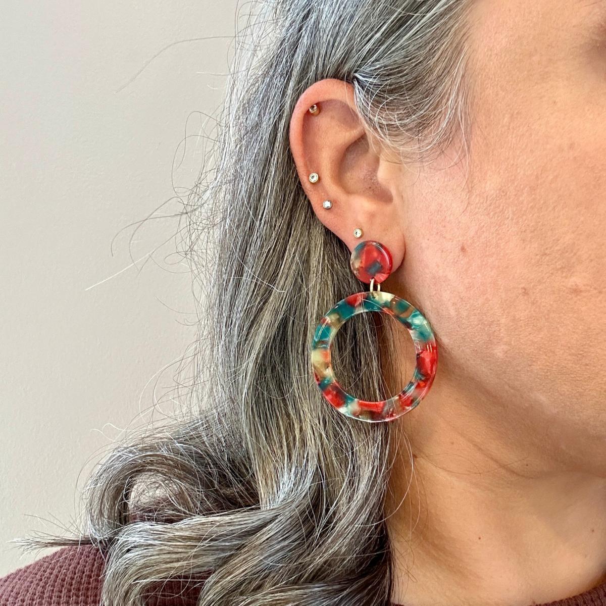 Women's Green / Red Open Circle Drop Earrings In Red Hot Chili Pepper | Closet Rehab – image 2