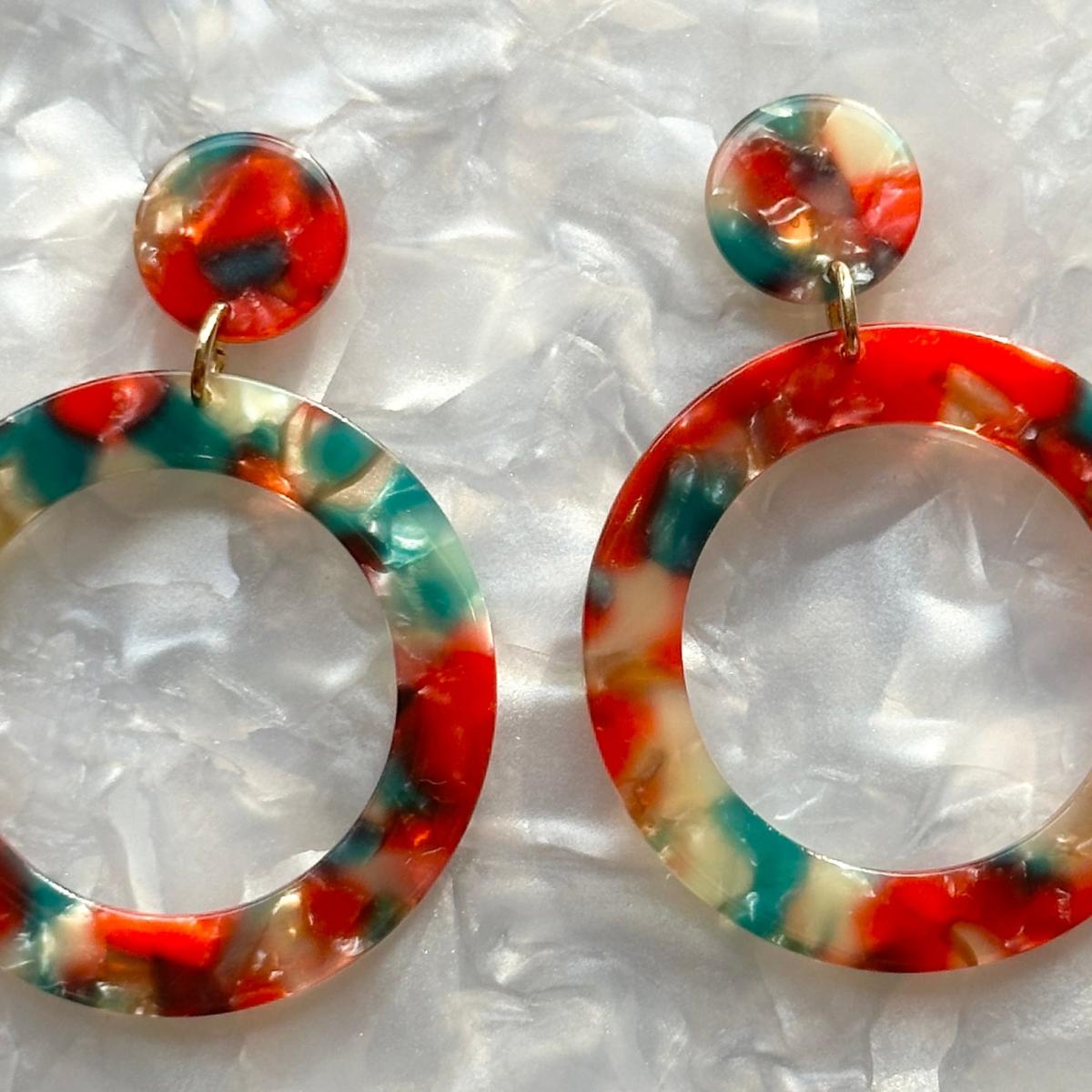 Women's Green / Red Open Circle Drop Earrings In Red Hot Chili Pepper | Closet Rehab – image 3