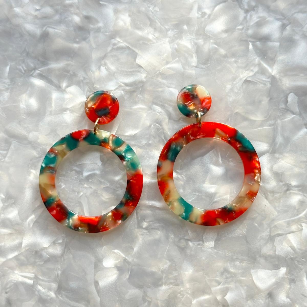 Women's Green / Red Open Circle Drop Earrings In Red Hot Chili Pepper | Closet Rehab – image 4