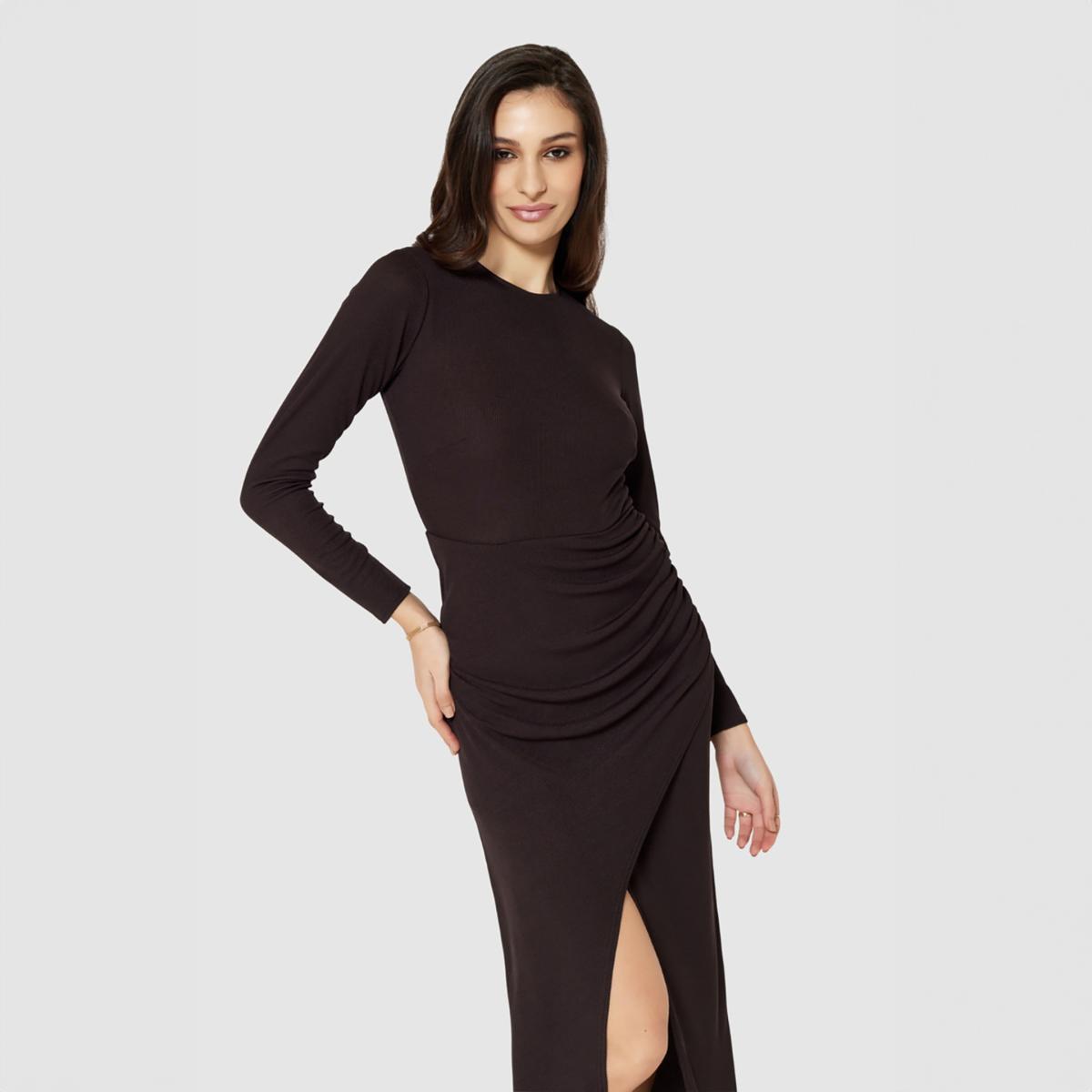 Women's Closet London Chocolate Brown Draped Pencil Dress | M – image 6