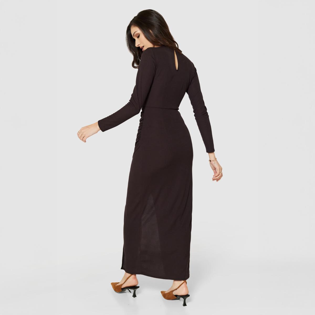 Women's Closet London Chocolate Brown Draped Pencil Dress | M – image 7