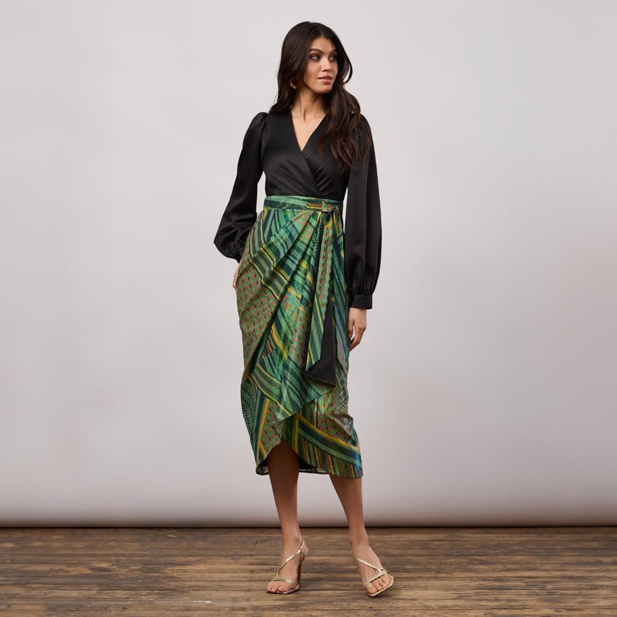 Women's Green / Black Closet London Olive Green Wrap Pencil Dress | L – image 3
