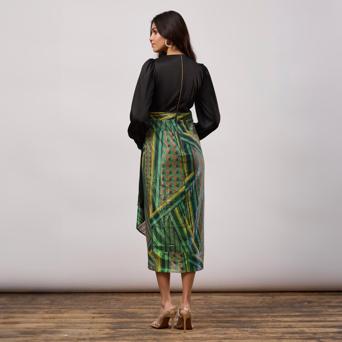 Women's Green / Black Closet London Olive Green Wrap Pencil Dress | L – image 4