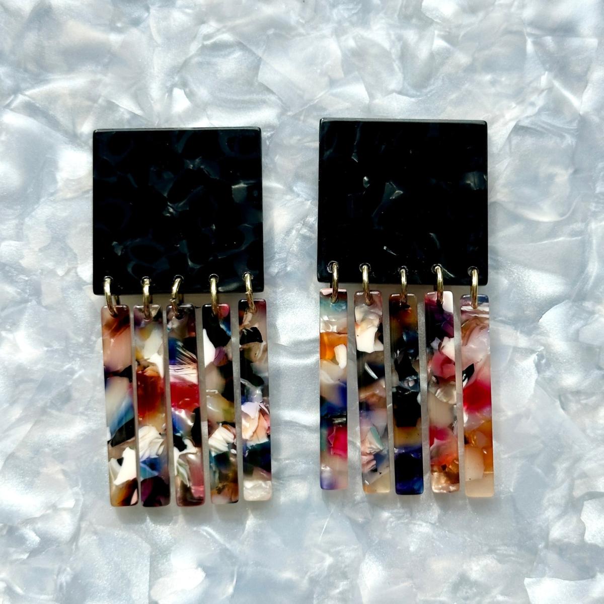 Women's Black Square Fringe Earrings In Emily In Paris | Closet Rehab – image 4