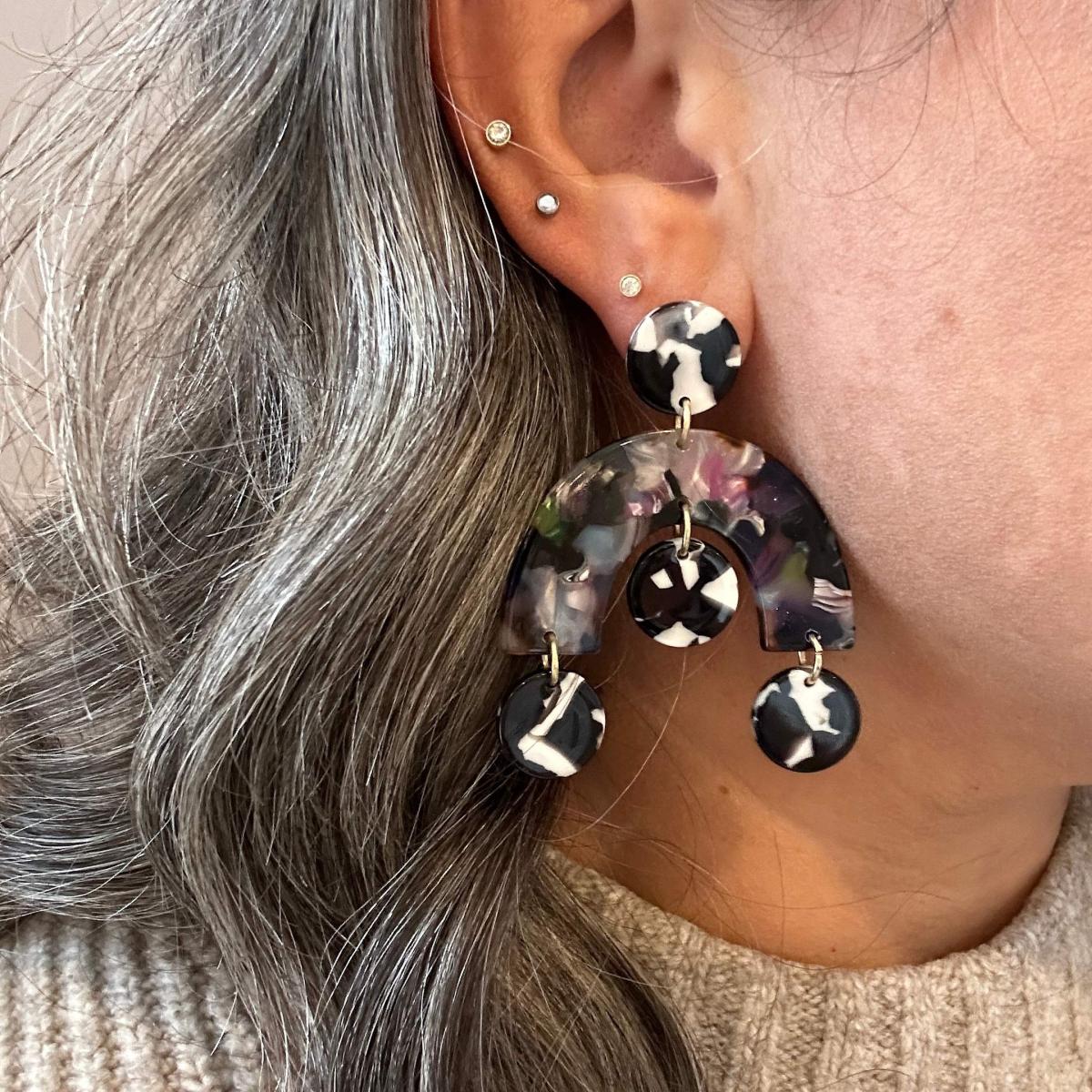 Women's Black / White Arch Drop Earrings In 2Am In Paris | Closet Rehab – image 2