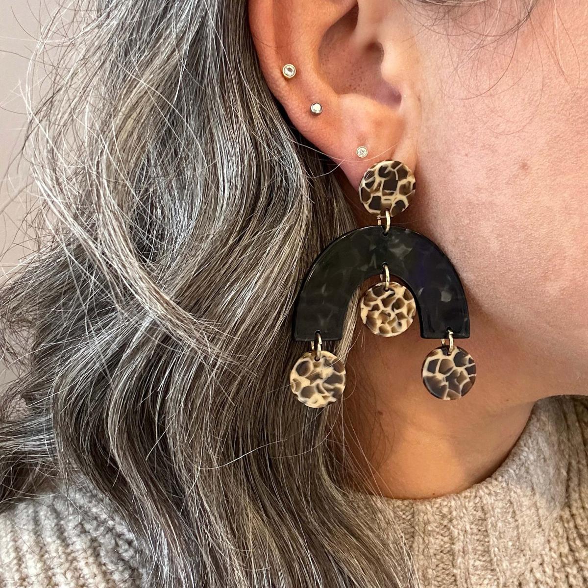 Women's Black / Brown Arch Drop Earrings In Chic Into The Night | Closet Rehab – image 2