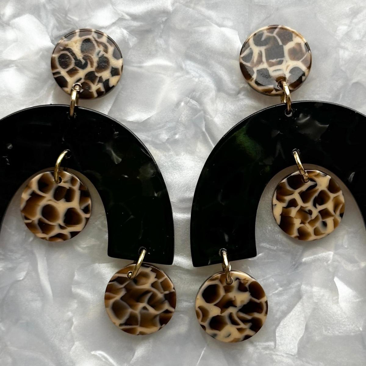 Women's Black / Brown Arch Drop Earrings In Chic Into The Night | Closet Rehab – image 3