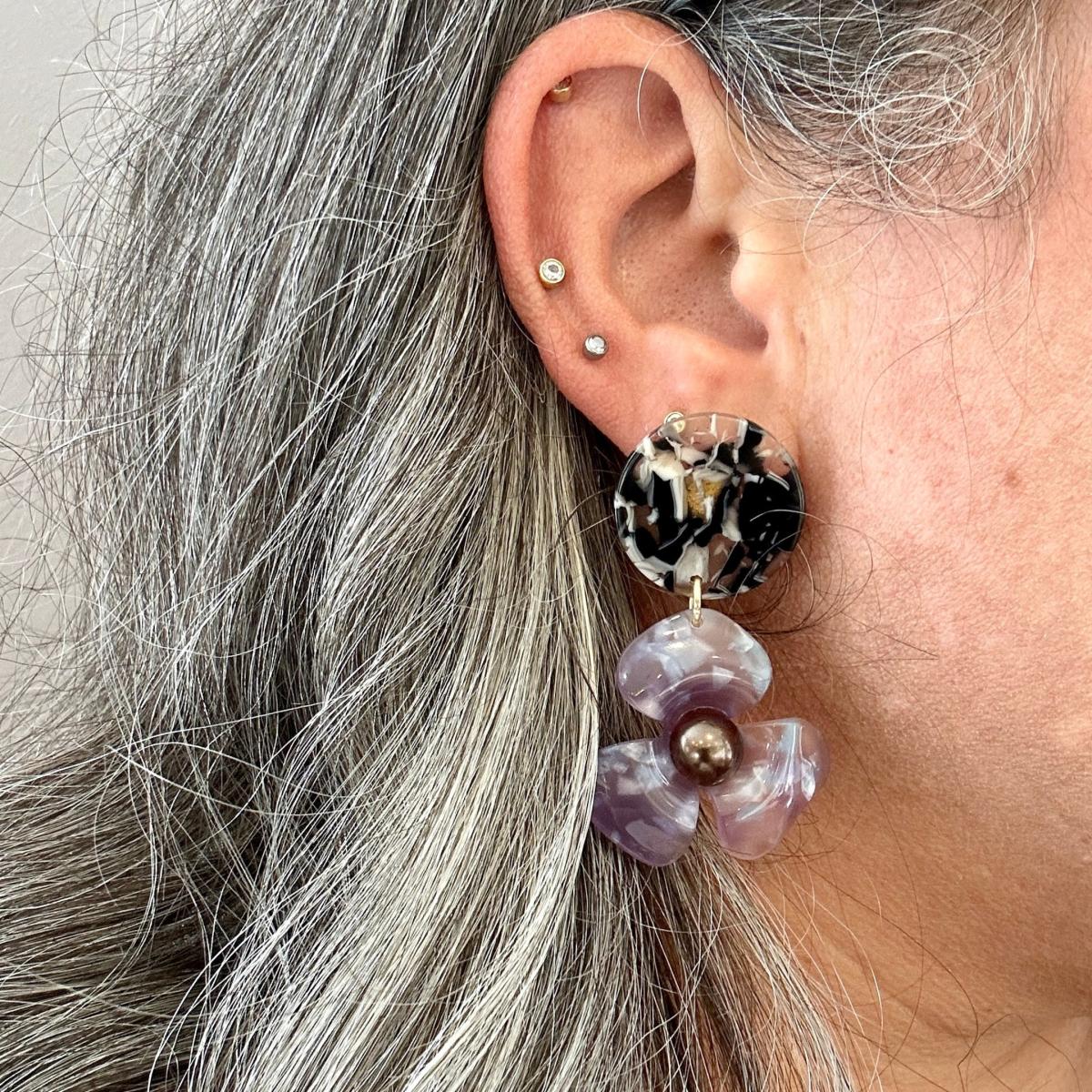 Women's Black / Brown / Pink Pearl Water Poppy Drop Earrings In Make The Move | Closet Rehab – image 2