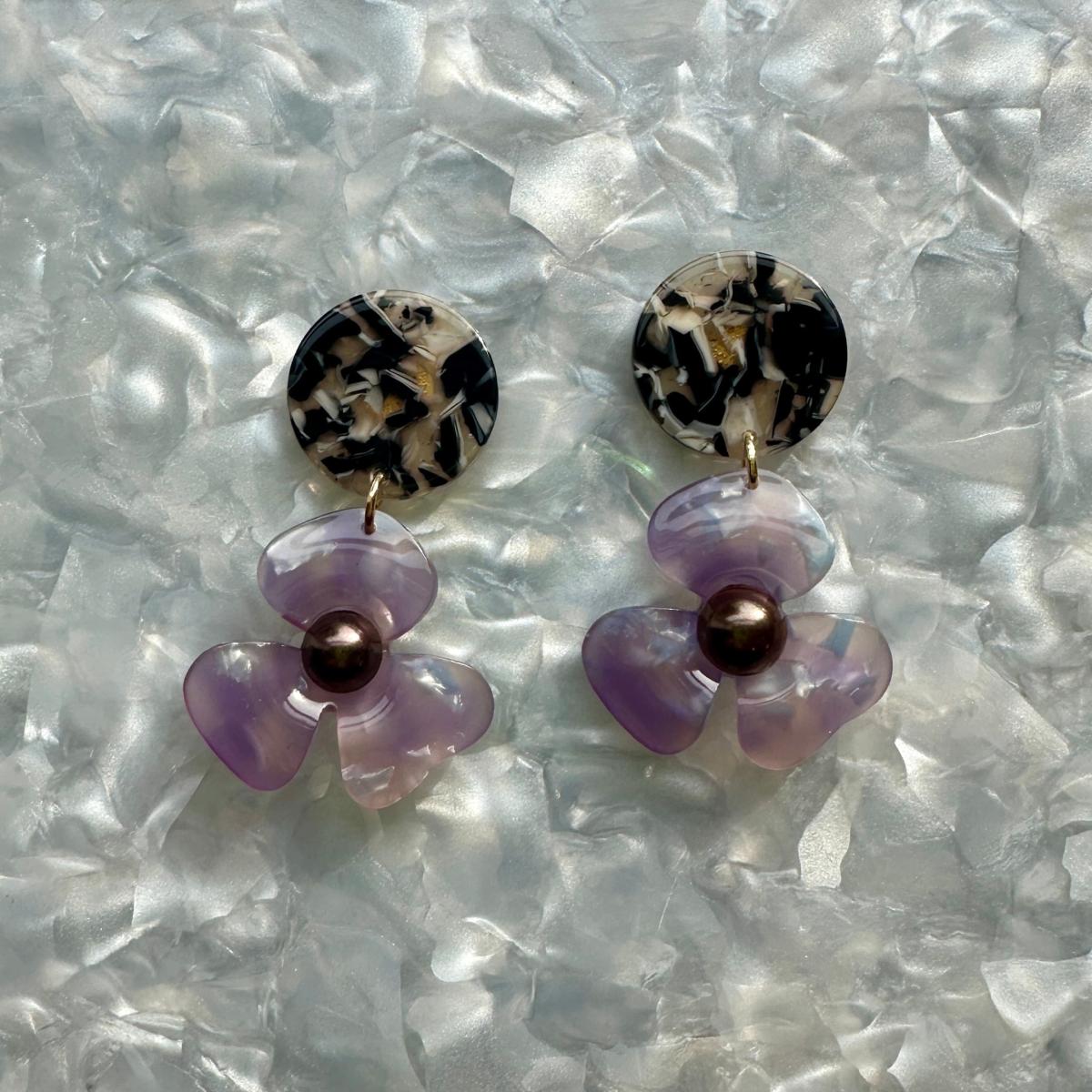 Women's Black / Brown / Pink Pearl Water Poppy Drop Earrings In Make The Move | Closet Rehab – image 4