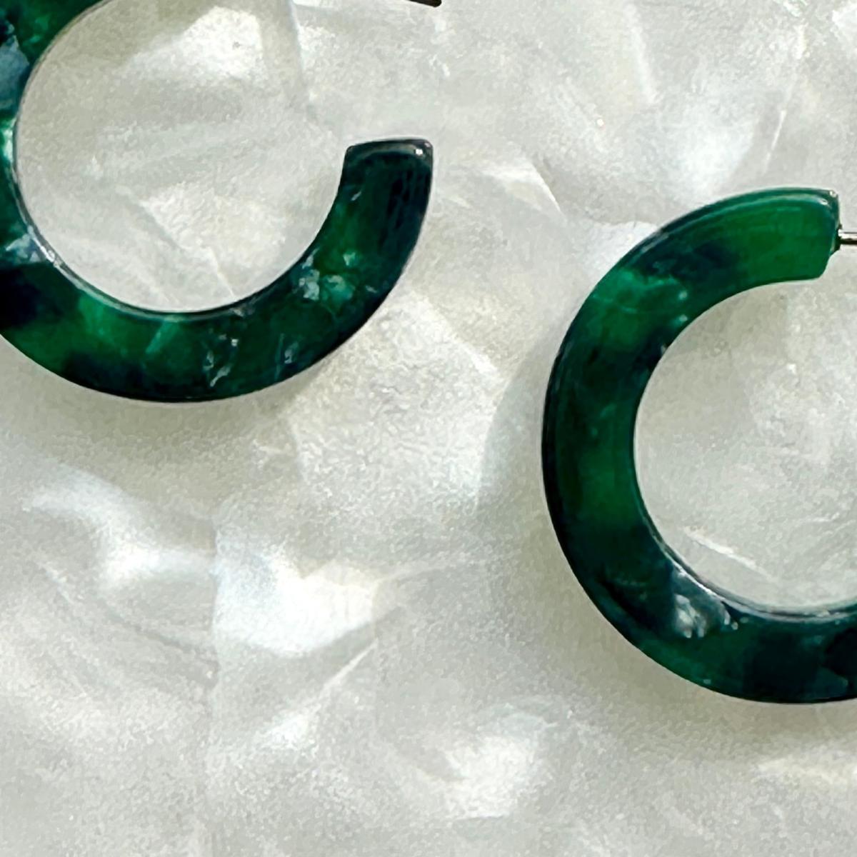 Women's Mini Hoop Earrings In Emerald Green | Closet Rehab – image 3