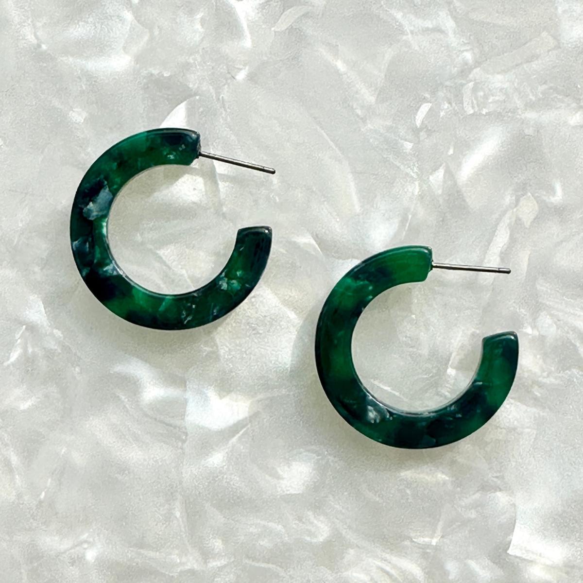 Women's Mini Hoop Earrings In Emerald Green | Closet Rehab – image 4