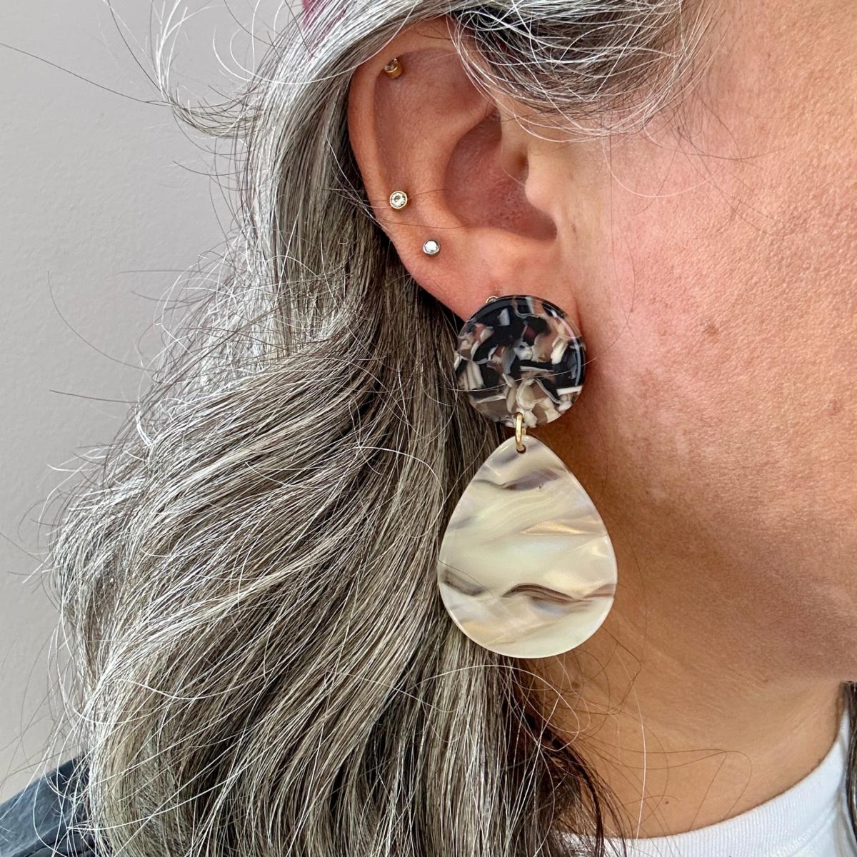 Women's Neutrals / Black / Brown Teardrop Earrings In Off The Grid | Closet Rehab – image 2