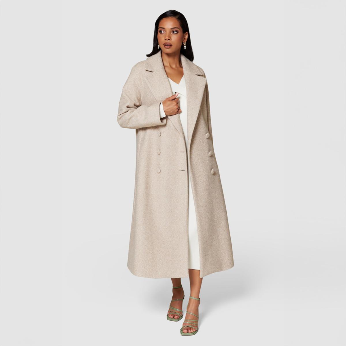 Women's Neutrals Closet London Sand Double Breasted Coat | S – image 2