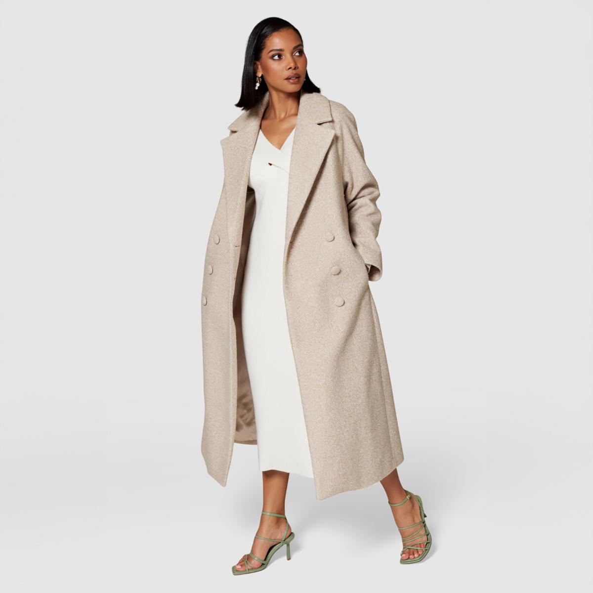 Women's Neutrals Closet London Sand Double Breasted Coat | S – image 3