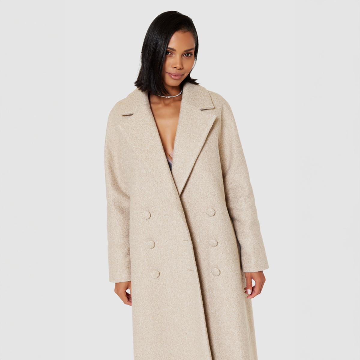 Women's Neutrals Closet London Sand Double Breasted Coat | S – image 4