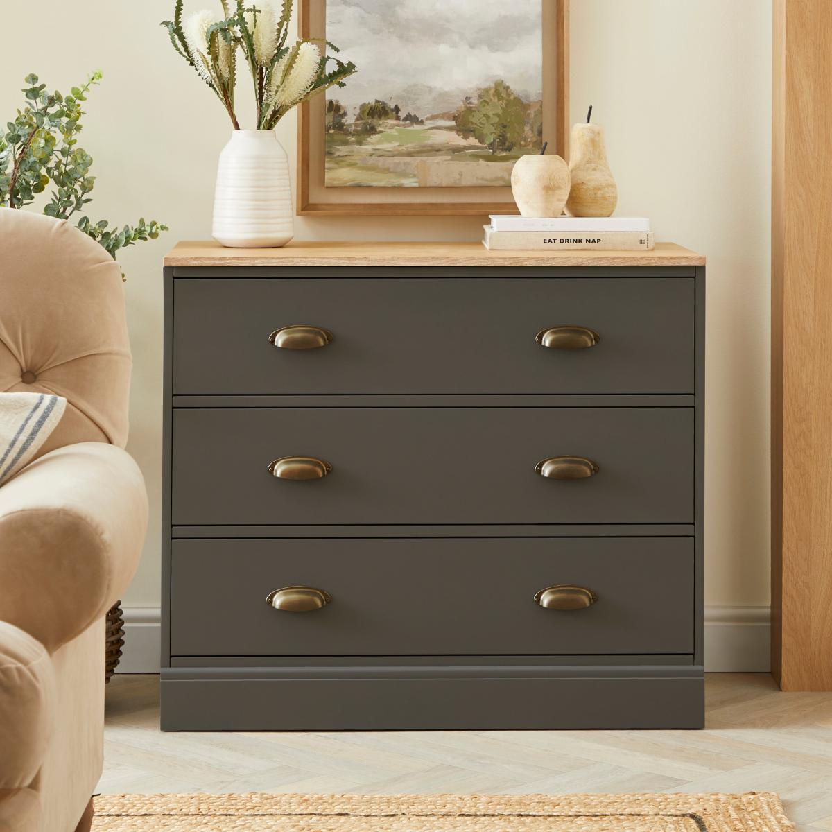Churchgate 3 Drawer Base Unit Graphite (Grey) – image 1