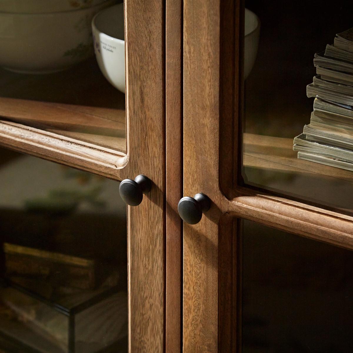 Tall Glazed Display Cabinet Wood (Brown) – image 3