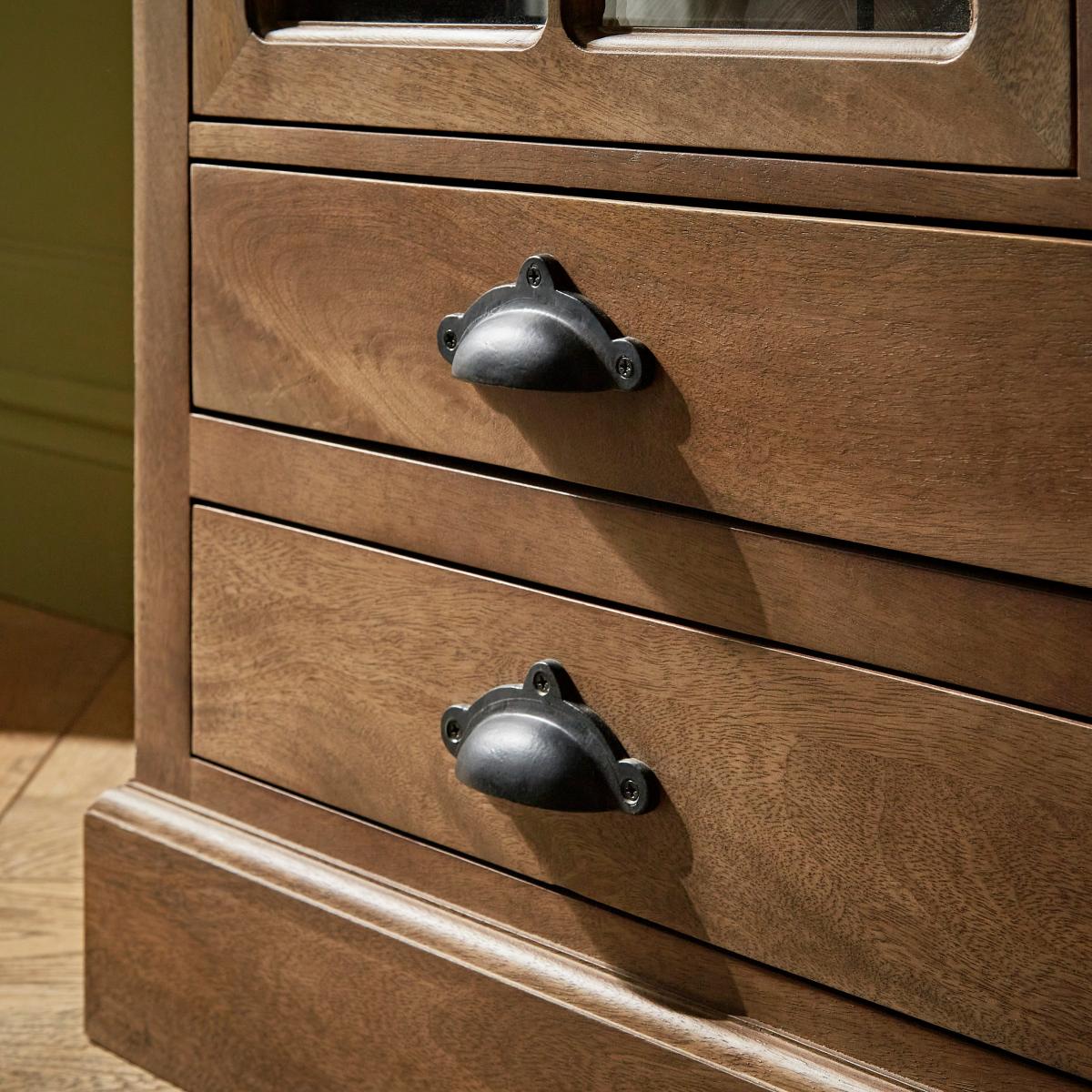 Tall Glazed Display Cabinet Wood (Brown) – image 4