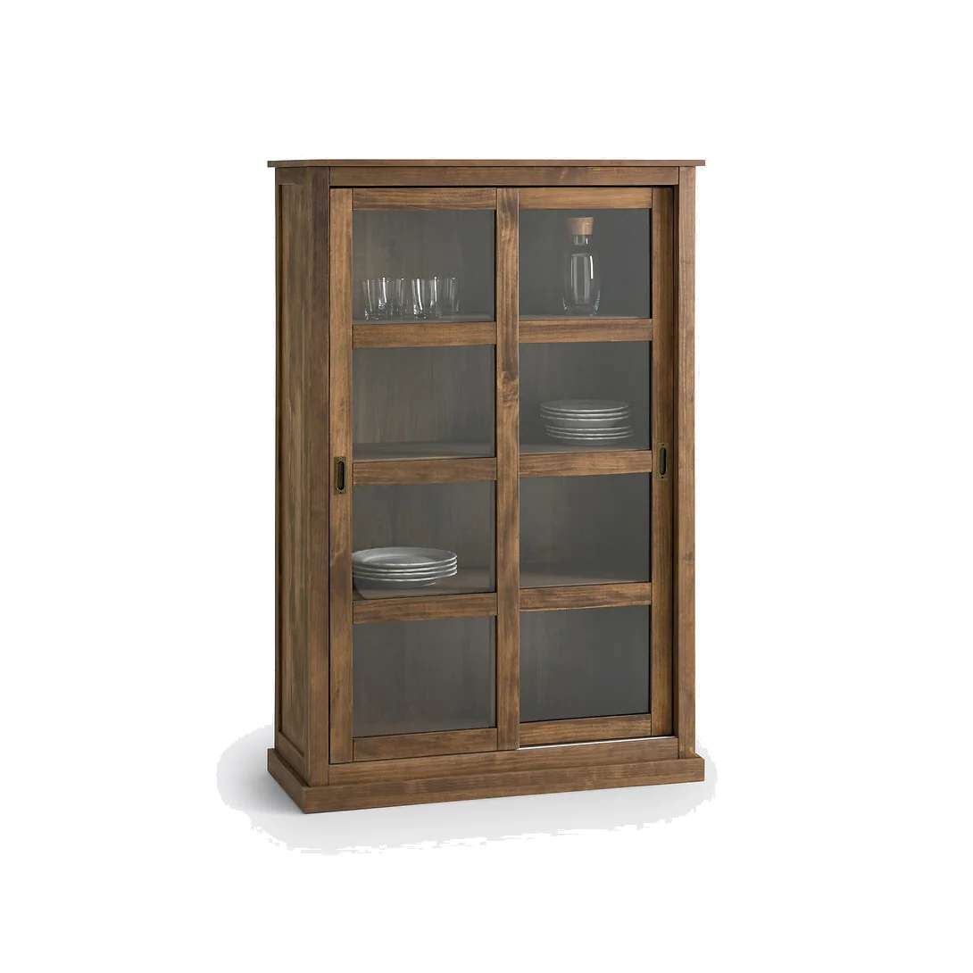 Lunja 2-Door Low Display Cabinet in Solid Pine and MDF