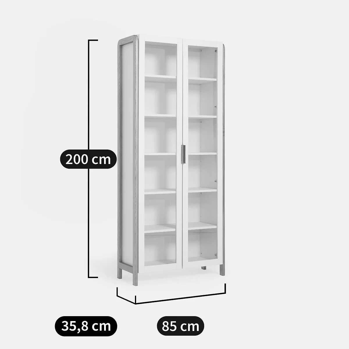 Lumeko 2-Door Bookcase/Display Cabinet, H200cm – image 7