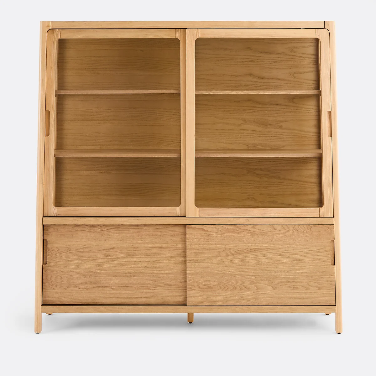 Tress Solid Ash and Oak Veneer 4-Door Display Cabinet, Height 180cm – image 3