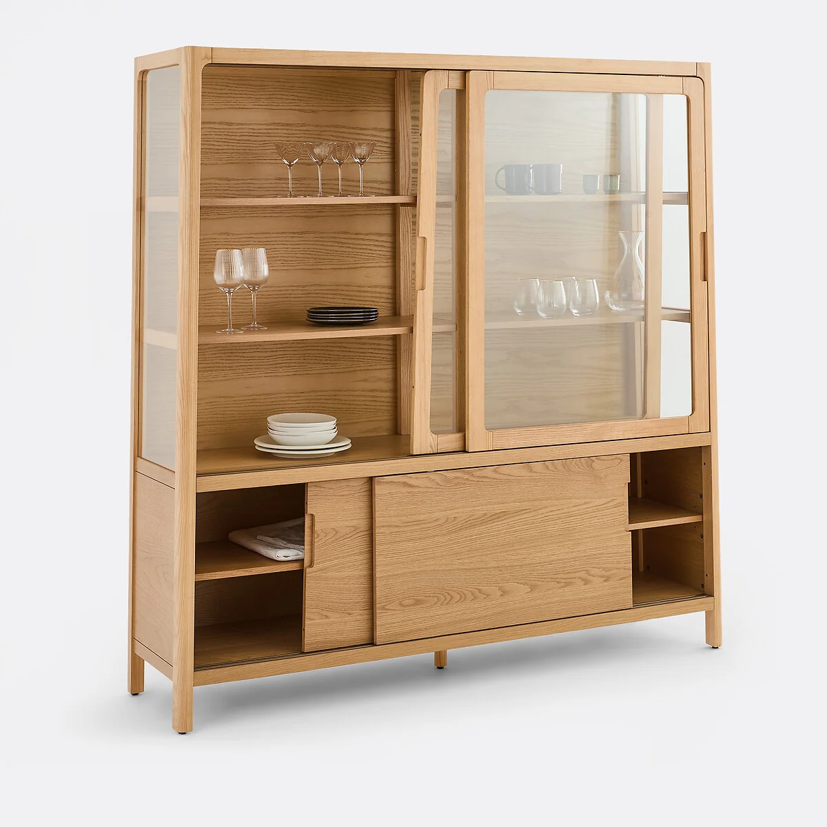 Tress Solid Ash and Oak Veneer 4-Door Display Cabinet, Height 180cm – image 5