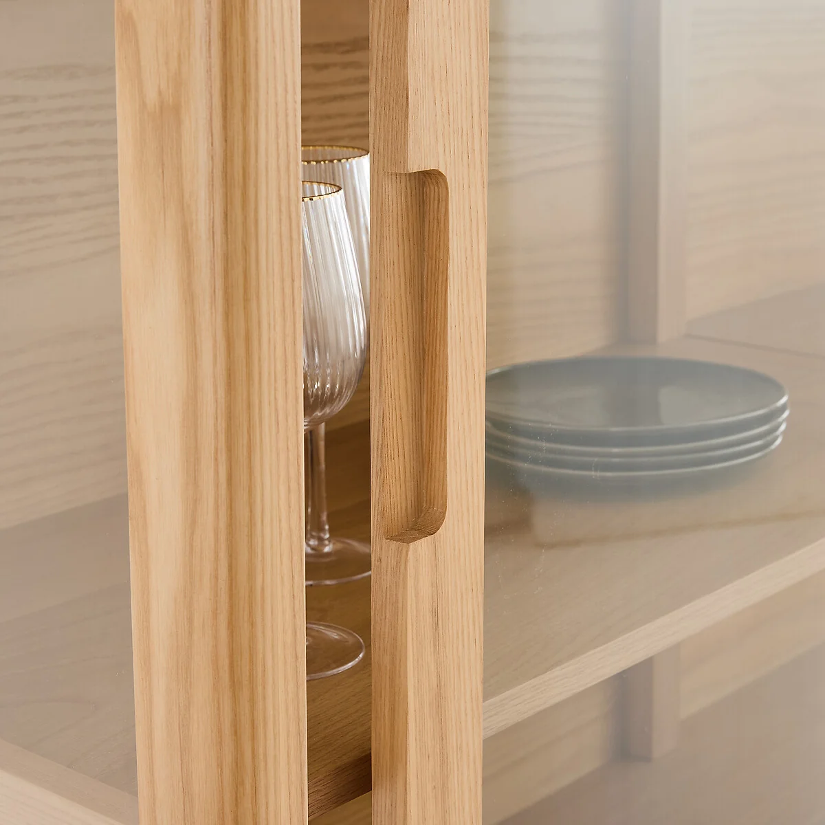 Tress Solid Ash and Oak Veneer 4-Door Display Cabinet, Height 180cm – image 7