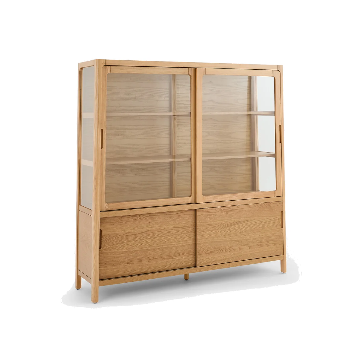 Tress Solid Ash and Oak Veneer 4-Door Display Cabinet, Height 180cm – image 1