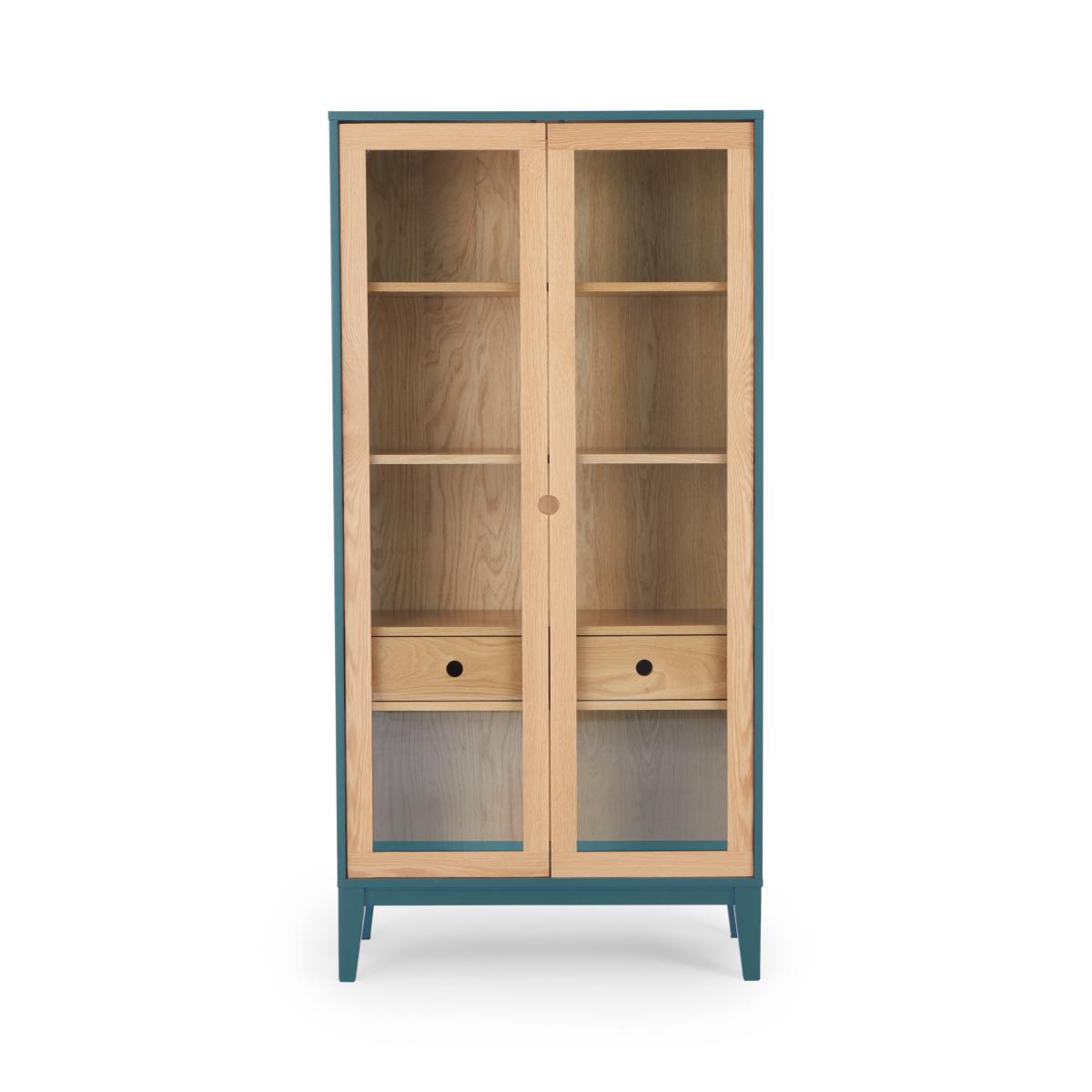 Ralph Glass Cabinet, Oak & Teal – image 2