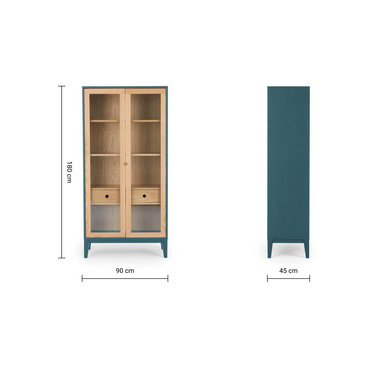 Ralph Glass Cabinet, Oak & Teal – image 9