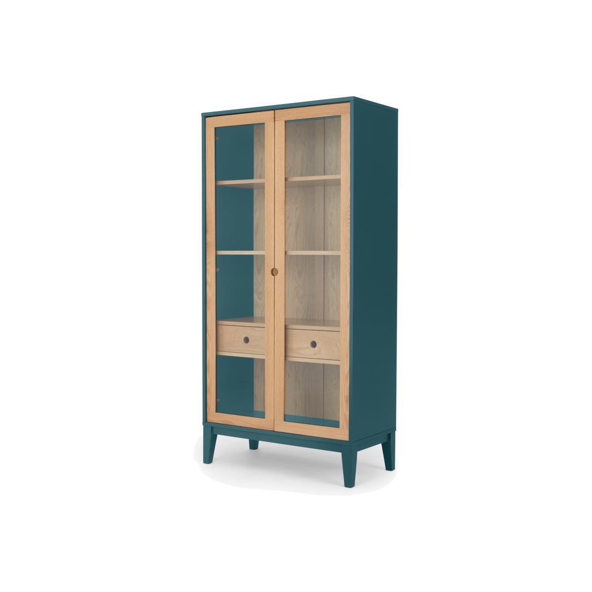 Ralph Glass Cabinet, Oak & Teal – image 1