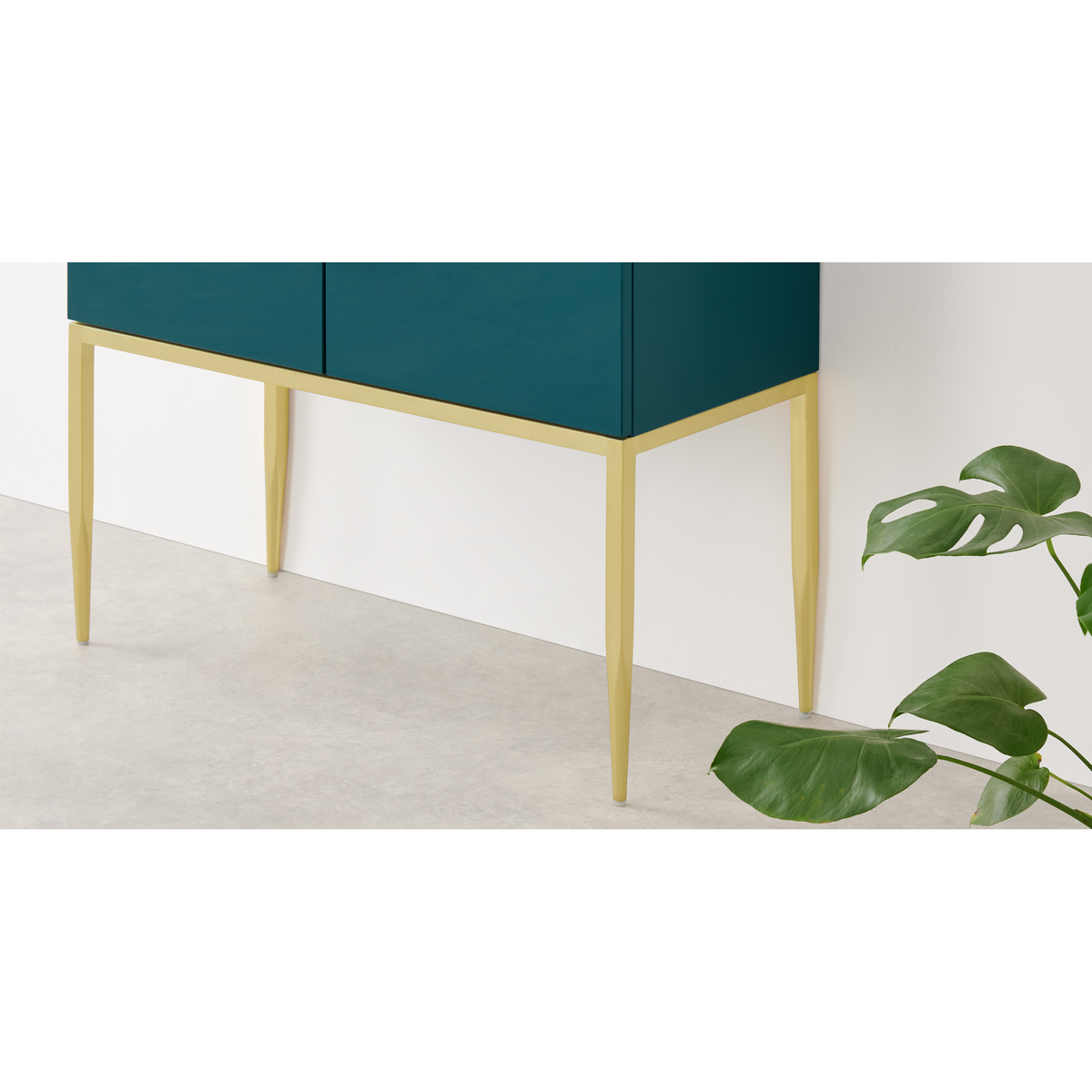 Imma Tall Drinks Cabinet, High Gloss Teal and Brass – image 5