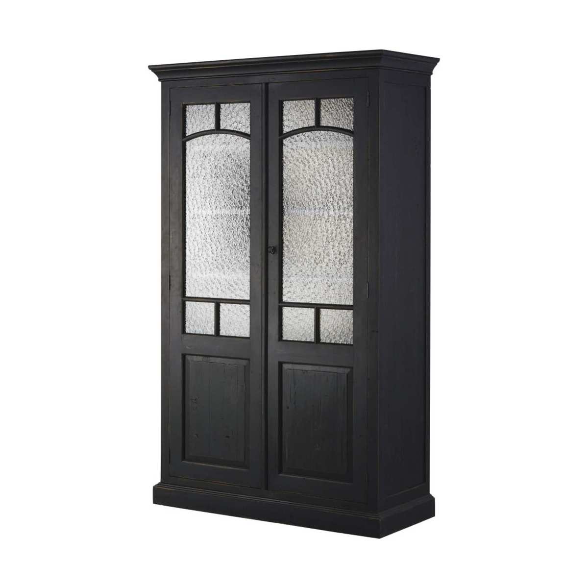 Black Recycled Pine and Hammered Tempered Glass Display Case Sartre – image 2