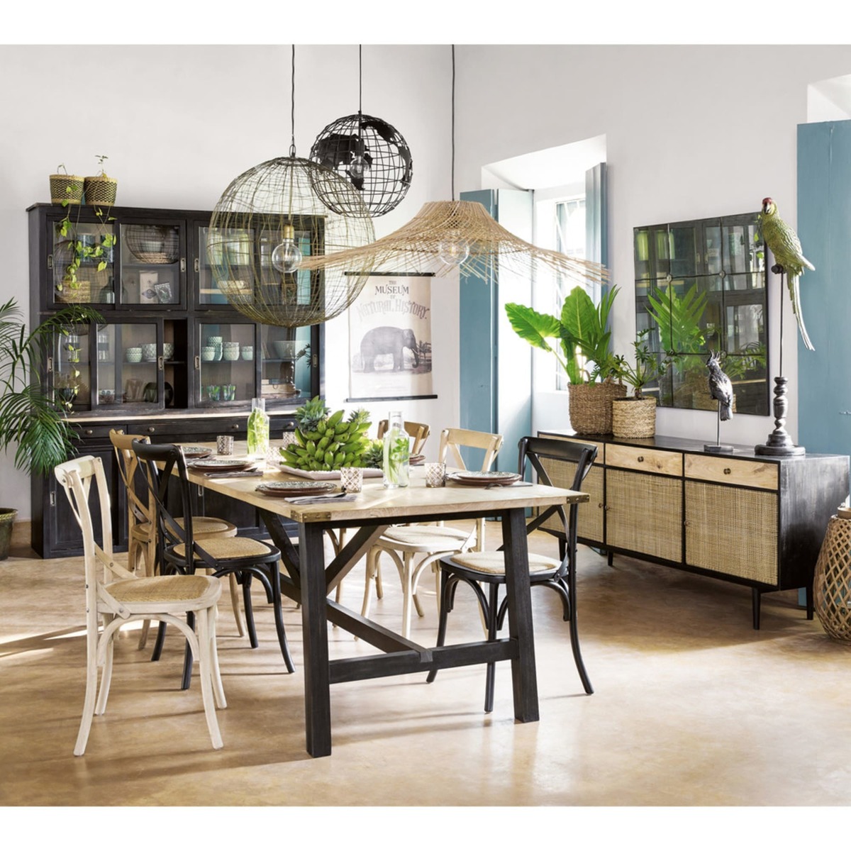 Black Solid Mango Wood 12-Door 3-Drawer Dresser Indies – image 10