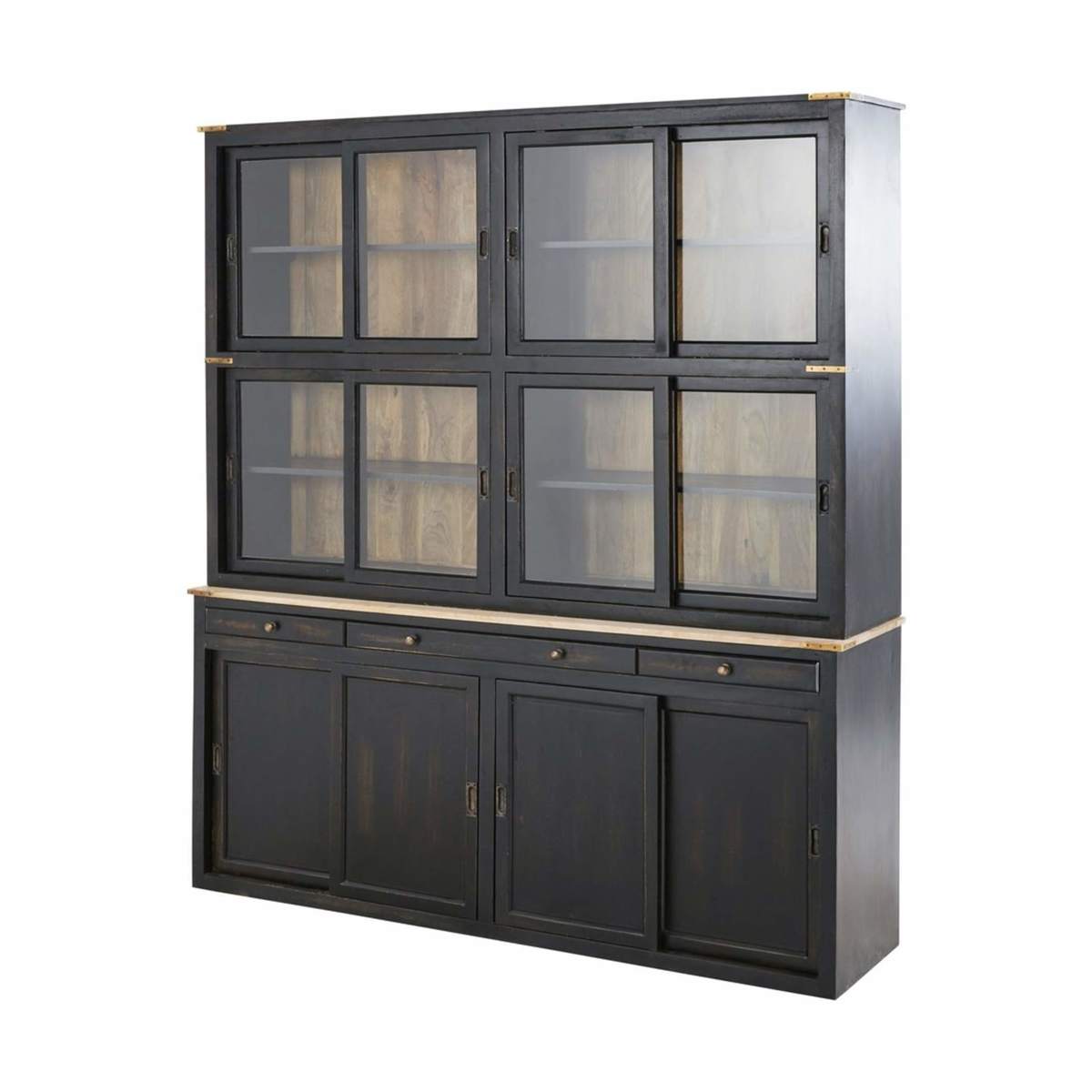 Black Solid Mango Wood 12-Door 3-Drawer Dresser Indies – image 2