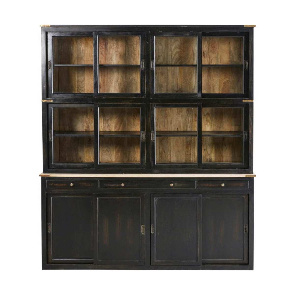 Black Solid Mango Wood 12-Door 3-Drawer Dresser Indies – image 1