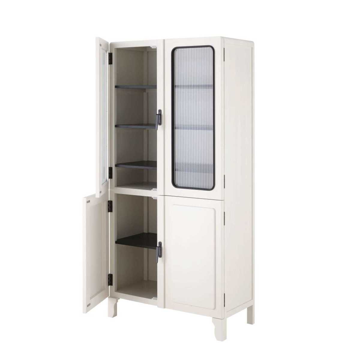 White Pine and Rippled Tempered Glass 4-Door Display Case Medic – image 3