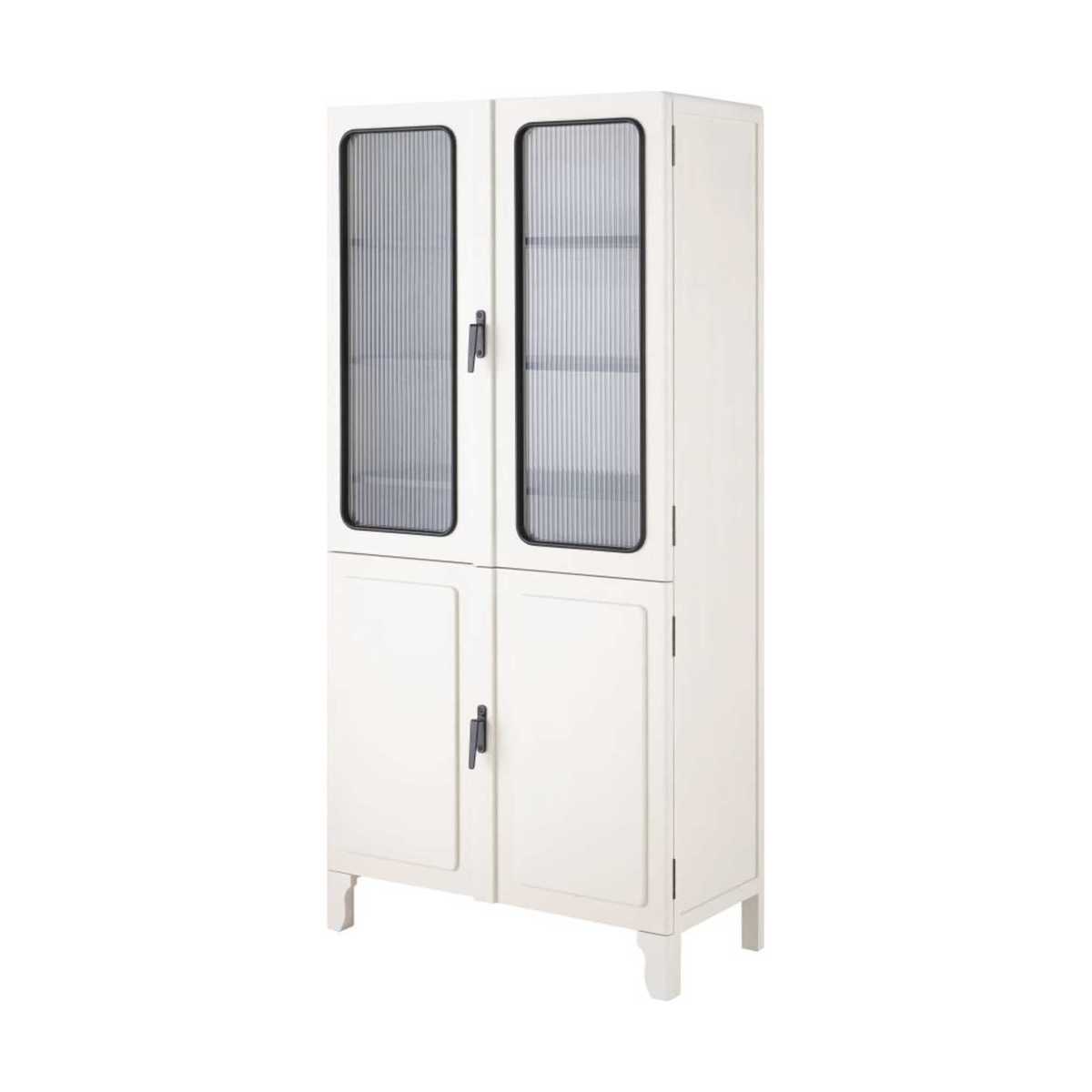 White Pine and Rippled Tempered Glass 4-Door Display Case Medic – image 2