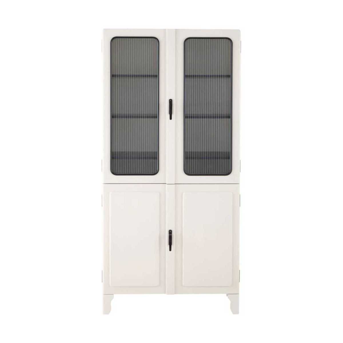 White Pine and Rippled Tempered Glass 4-Door Display Case Medic – image 1