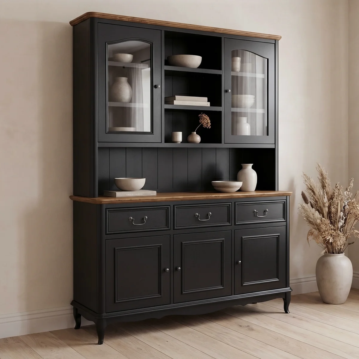 Chateau Noir Oak and Black Painted Large Dresser – image 2