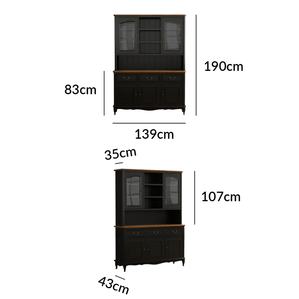 Chateau Noir Oak and Black Painted Large Dresser – image 14